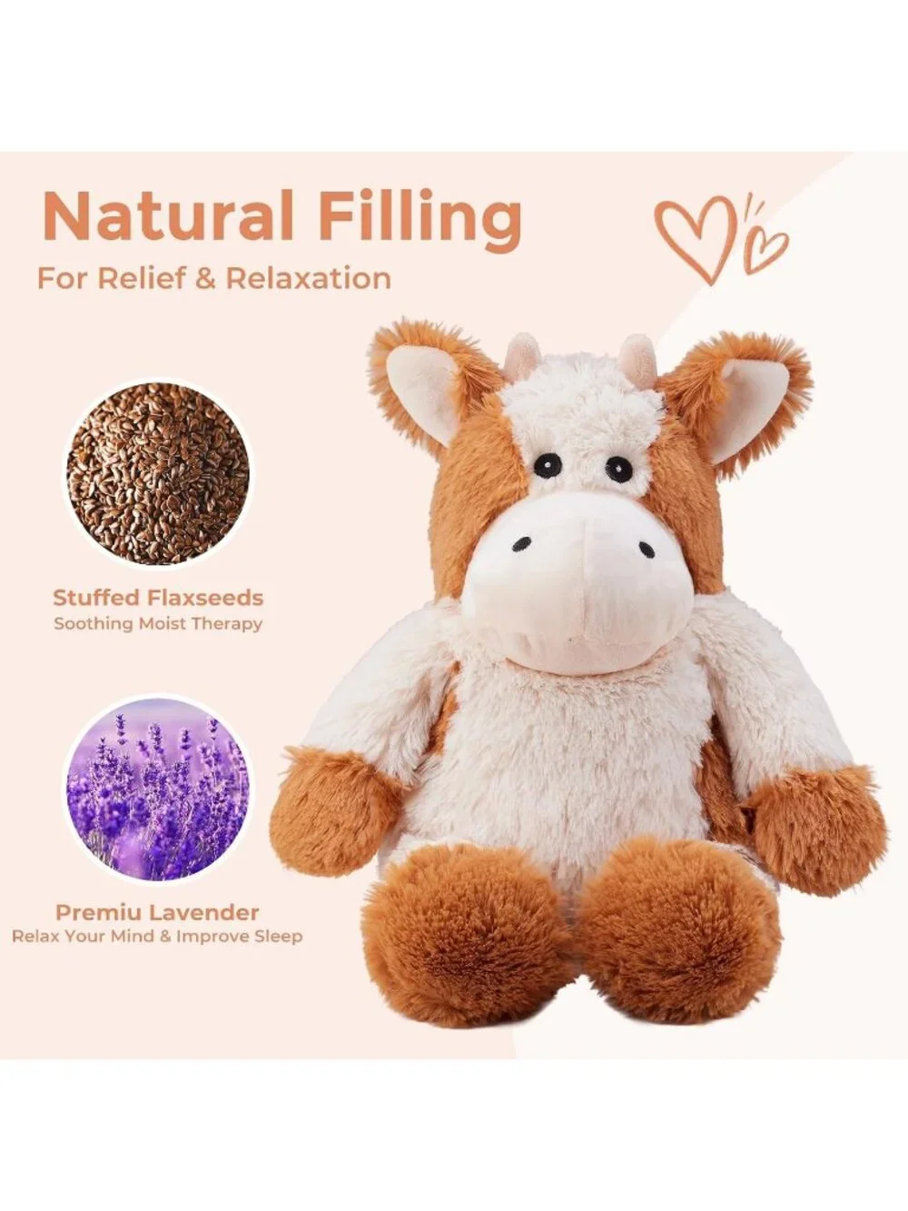 Cow Weighted Plush Lavender Scented Microwavable Heating Pad Cozy Toy